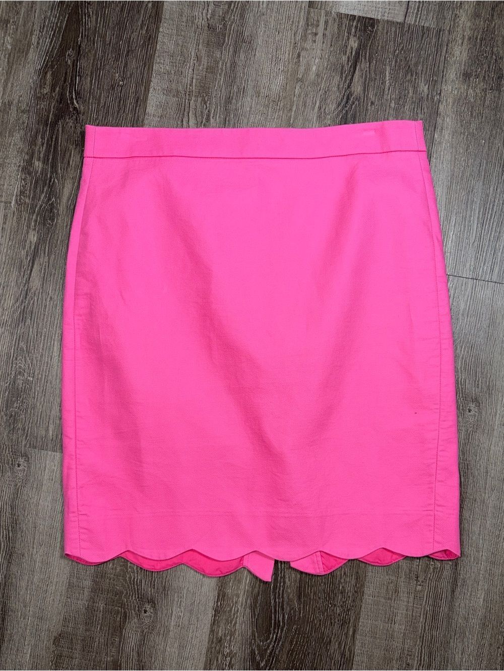 J. Crew Barbie Pink Scallop Hem Cotton Summer Pencil Skirt